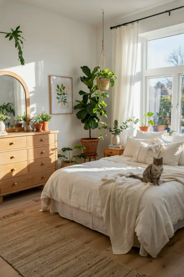 Cozy Bedroom with Candlelight | Warm Wood & Natural Tones | Peaceful Sanctuary Decor