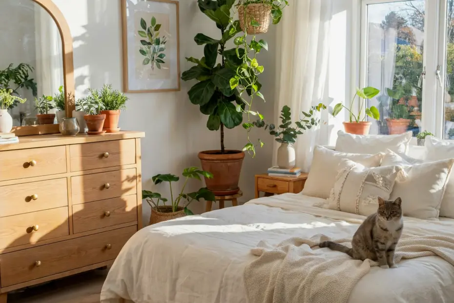 Cozy Bedroom with Candlelight | Warm Wood & Natural Tones | Peaceful Sanctuary Decor