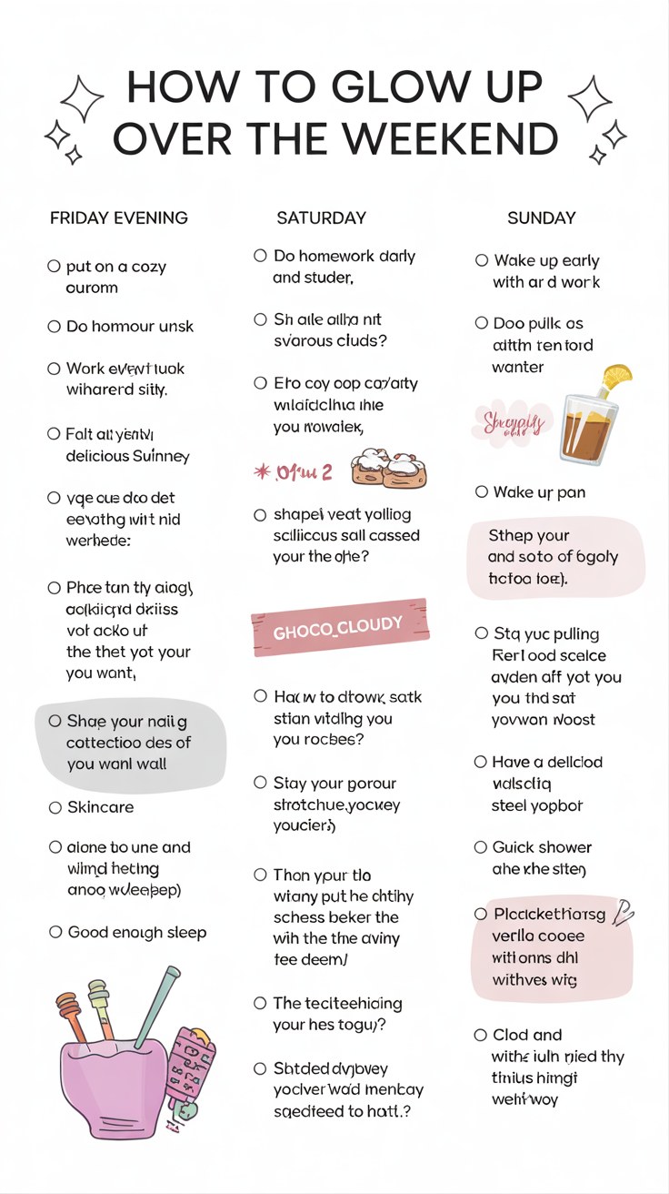 Weekend Glow Up Checklist: 3-Day Beauty & Self-Care Routine