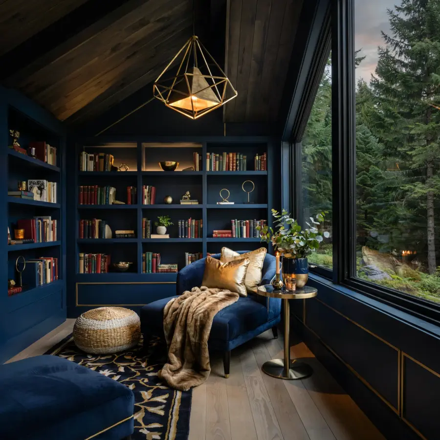 Modern Farmhouse Reading Corner Ideas | Sleek Black Design for Cozy Nooks