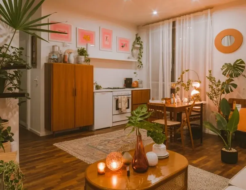 Cozy Bohemian Living Room Ideas for Autumn – Warm Lighting & Indoor Plants