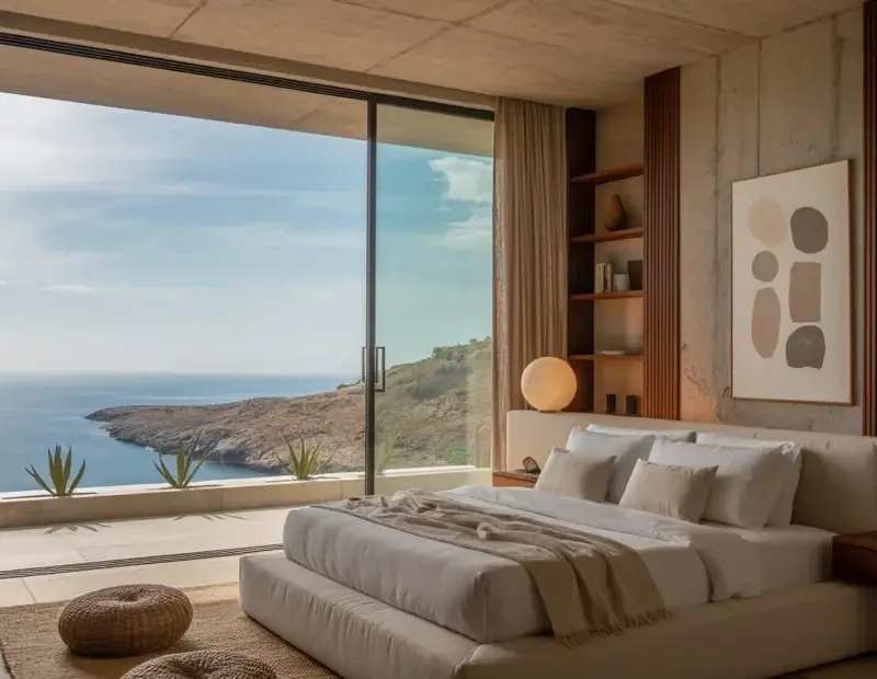How to Design a Modern Bedroom with Concrete Walls and Ocean Views