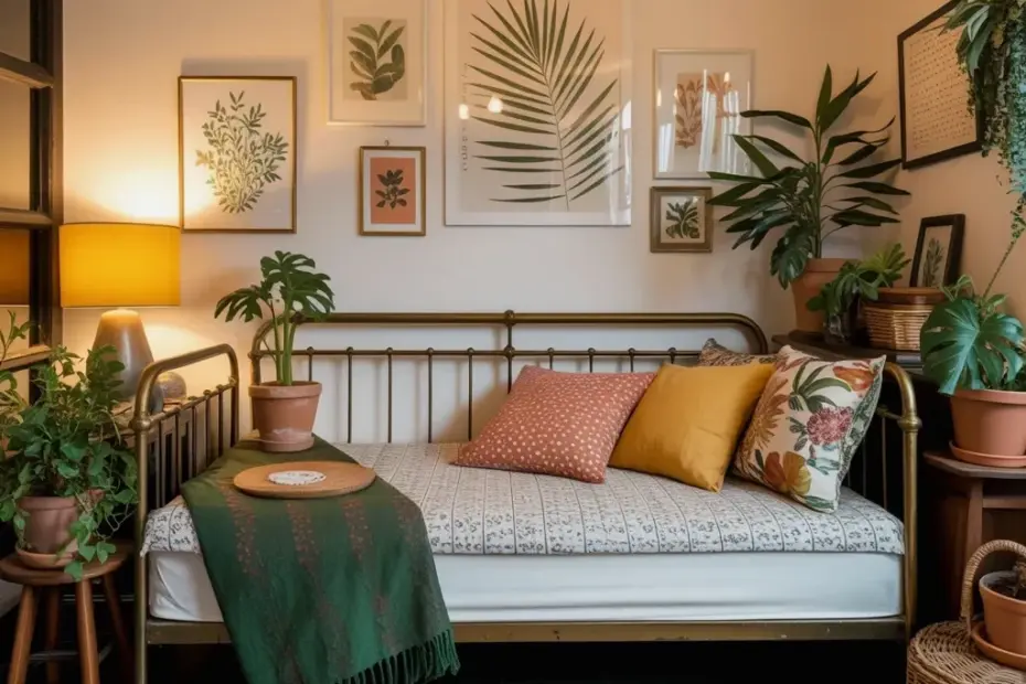 The biggest bohemian bedroom mistake? Overdoing patterns without balance (vintage daybed inspo)