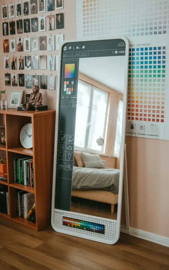 Quick DIY: turn a floor mirror into a paint palette mood board for bedroom inspo