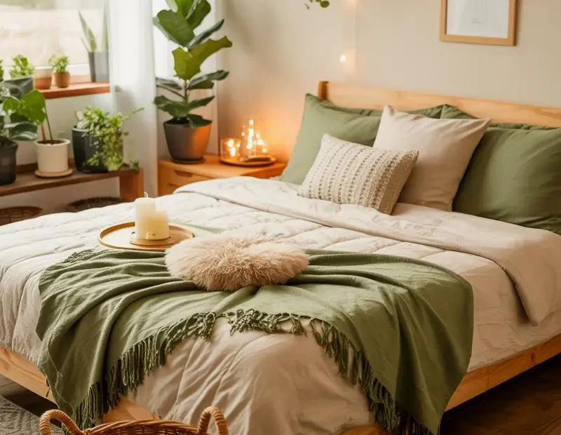 Sage Green Bedroom Ideas with Eucalyptus | Cozy Neutral Retreat | Bedroom Decor Inspiration