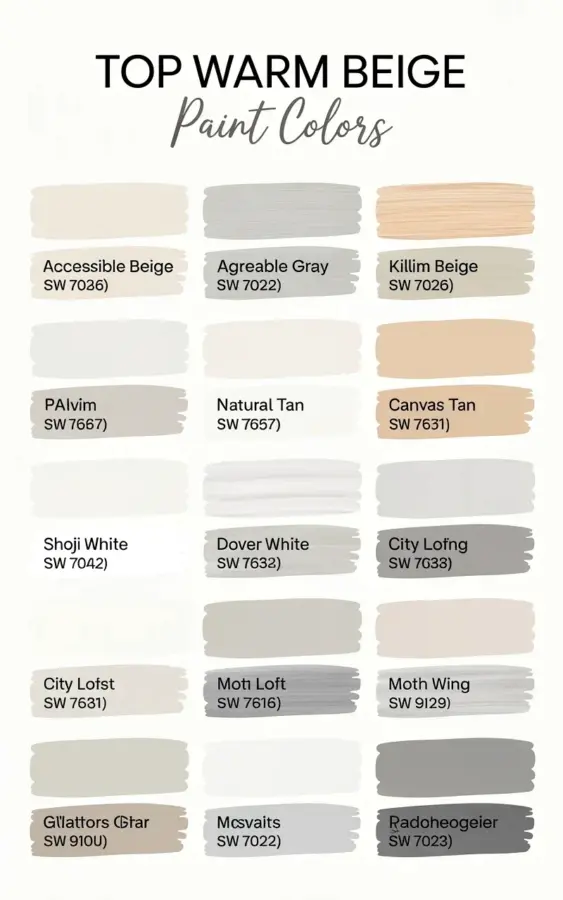 Warm Beige Paint Colors Chart: 15 Sherwin-Williams Neutrals to Compare
